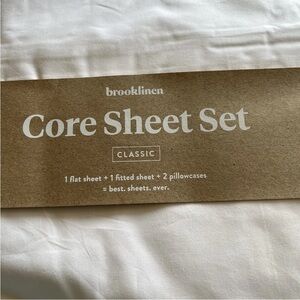 Brooklinen Core Sheet Set Classic Percale King 4 Pieces White  New Open Package